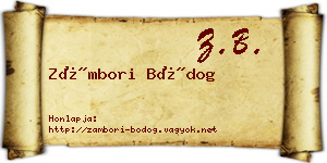 Zámbori Bódog névjegykártya